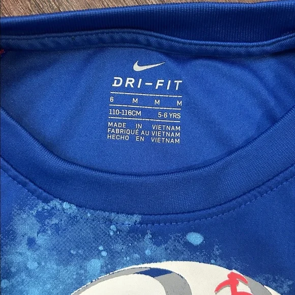 Nike Dri-Fit baseball sleeveless T-shirt size 6 blue/red/white - Picture 2 of 3